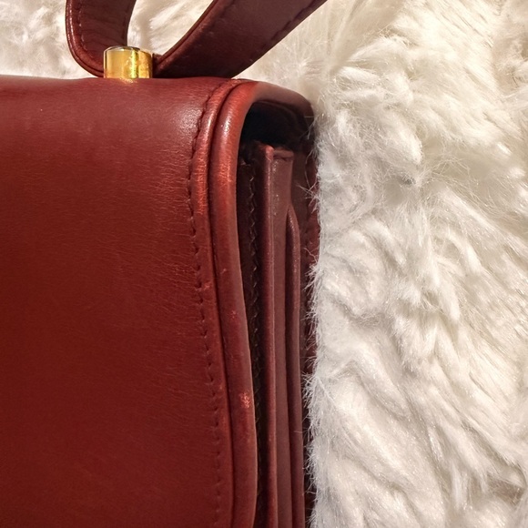 Vintage 1970s Gucci Burgundy Leather Shoulder Bag Gold Crest Italy - Picture 8 of 13